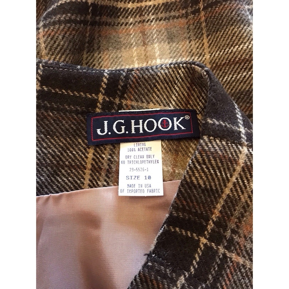 VTG JG Hook Tan Black Flannel Wool Knee Length Pencil Skirt Preppy Teacher SZ 10 - Picture 3 of 4